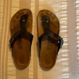 Birkenstock sandals shiny black leather